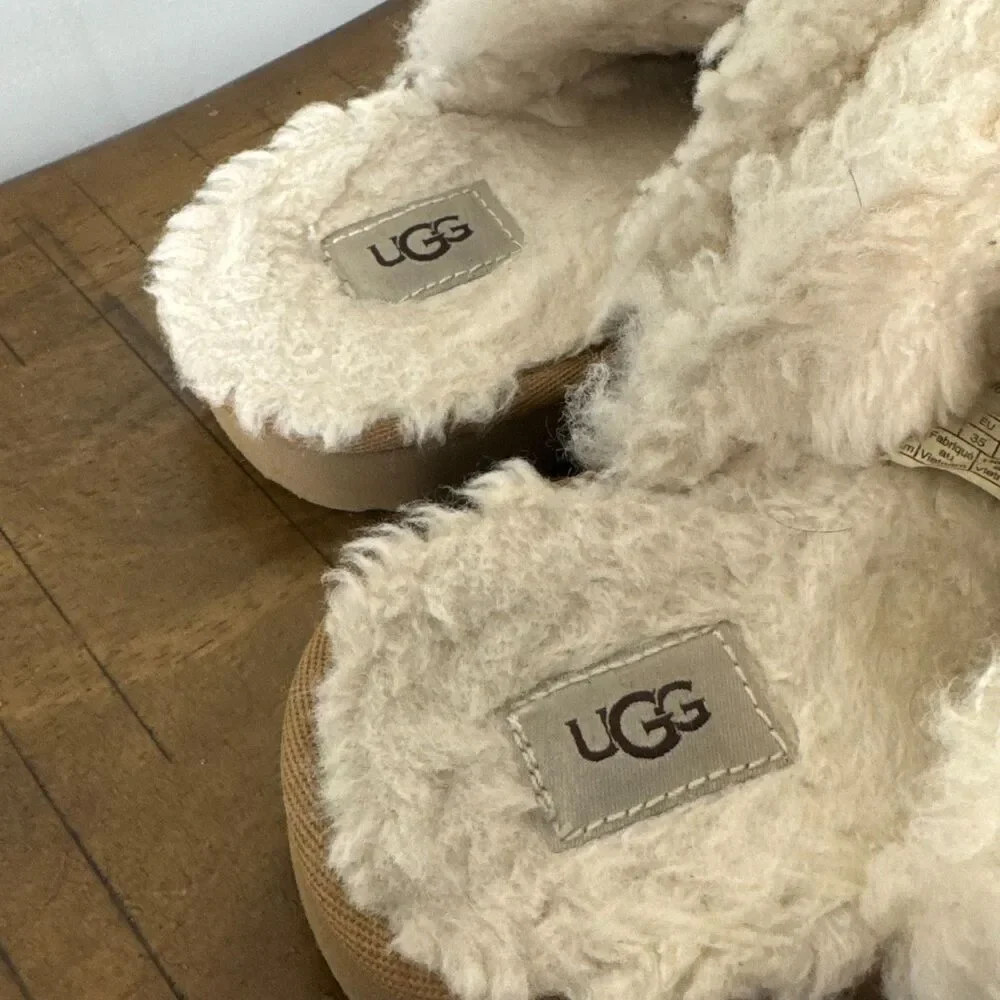 UGG Women's Sheepskin Slide Slippers Chestnut Brown Suede Size 3